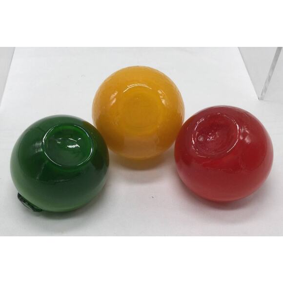 Vintage Murano style Art Glass Apples Set of 3 Yellow, Green, Red - Picture 3 of 6